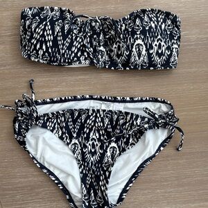 *NWOT** LOFT Black and White Patterned Bikini Set
